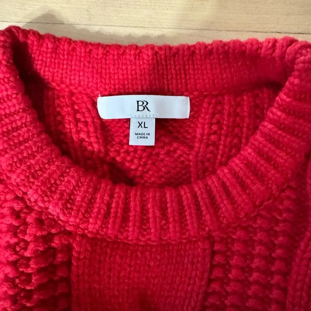 Banana Republic Cherry Red Cable Knit Sweater